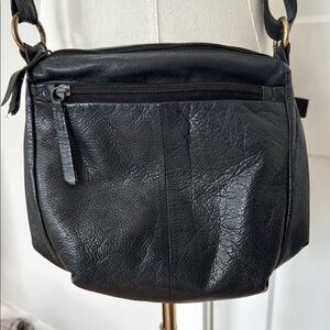GREAT AMERICAN LEATHER WORK Sleek Black Crossbody Bag Y2K Vintage